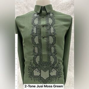 Modern Barong- Moss Green Embroidered Men’s Shirt